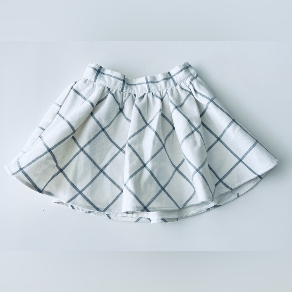 Janie and Jack Girls White Grey plaid Lined Twirl skirt Adjustable Waist 2t